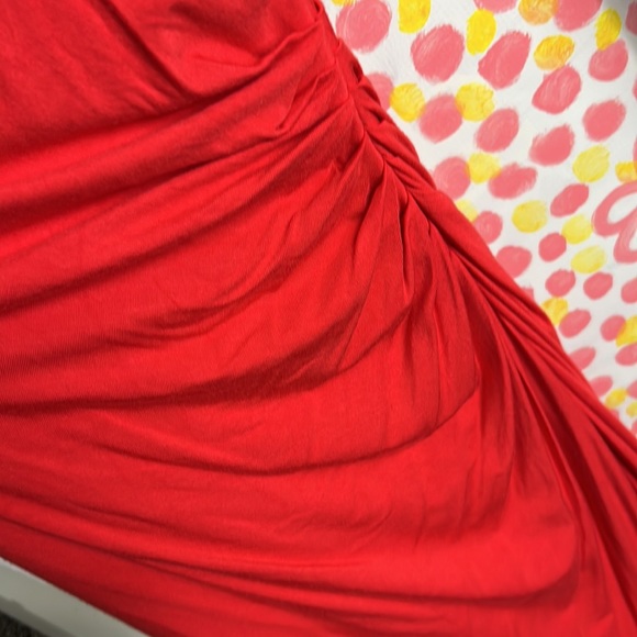 Marciano midi Dress RED HOT ruched bodycon long sleeve sz. S cutout stretch - Picture 8 of 9